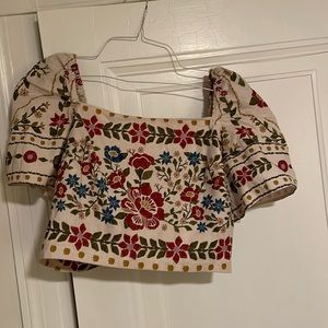 Sezane Farm Rio collaboration Crop top Manuella Blouse